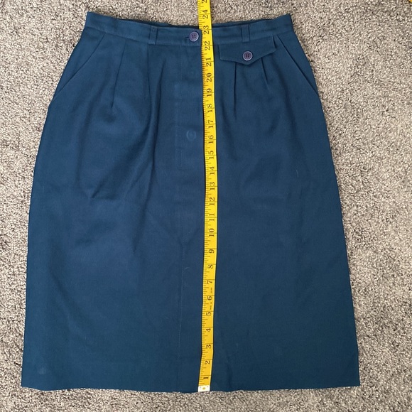 Vintage Mr Jax 🇨🇦 Dark Teal Wool Skirt - Picture 5 of 8